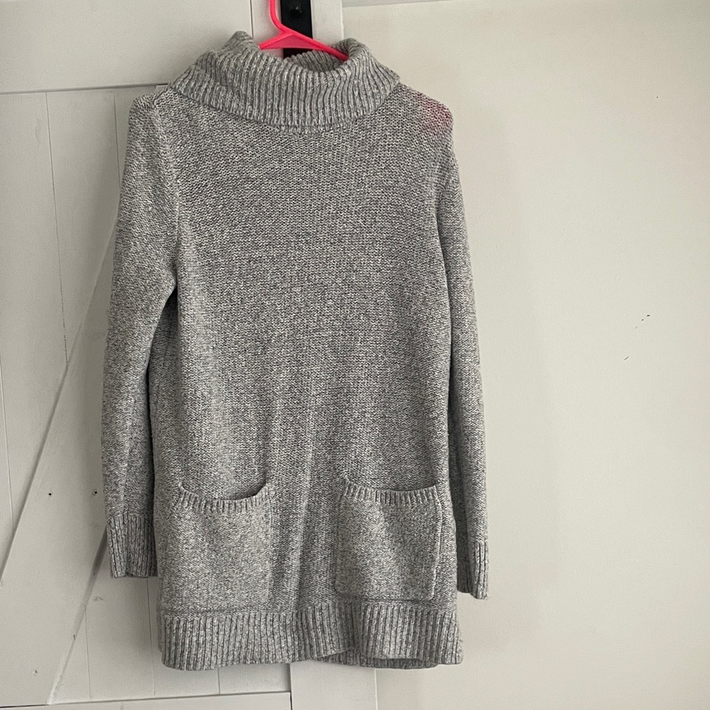 Gray Turtleneck Tunic Sweater